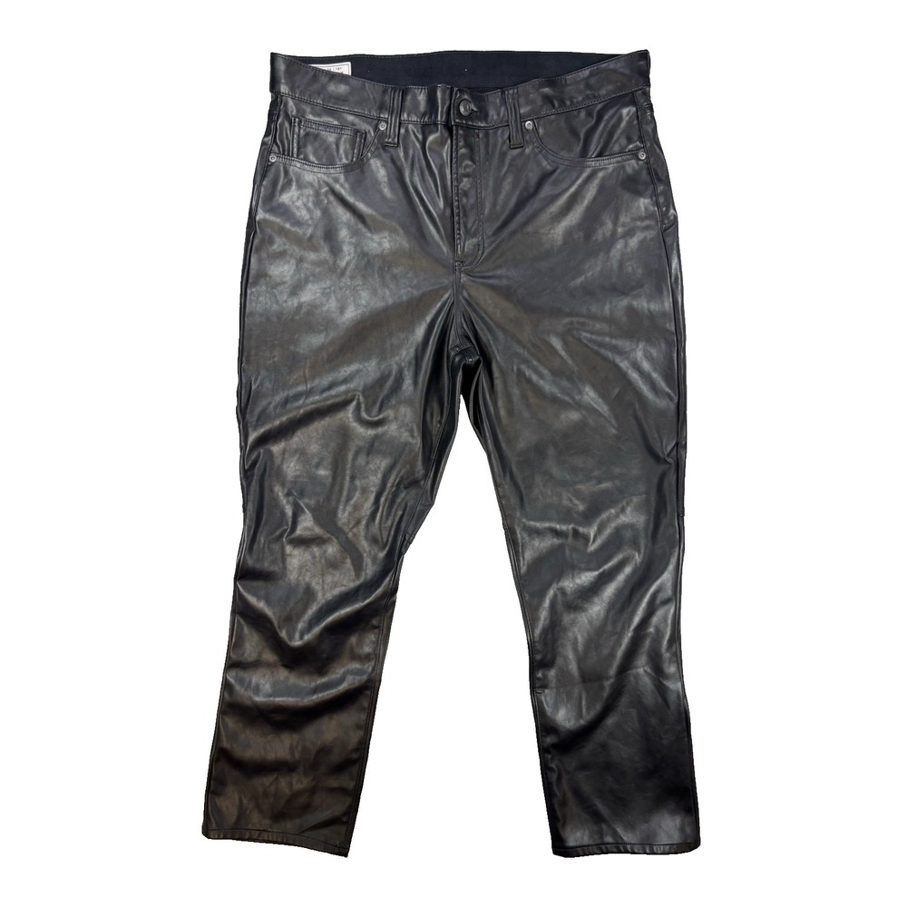 Gap Women's 18 Sexy Black Faux Leather Vintage Slim High Rise Pants Baddie Biker